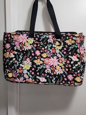 Vera Bradley Black Floral Quilted Tote Bag